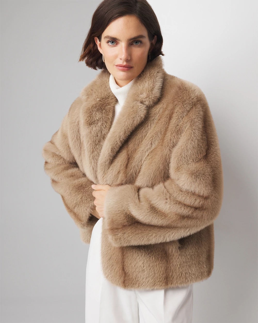 本日限定お値下げ ANDWANG White mix fake fur coat Faux Fur Coat | White House Black Market